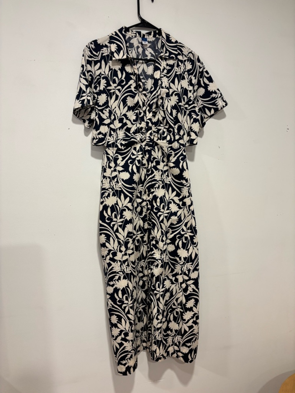 Old Navy Navy and White Floral Maxi Dress with cut outs